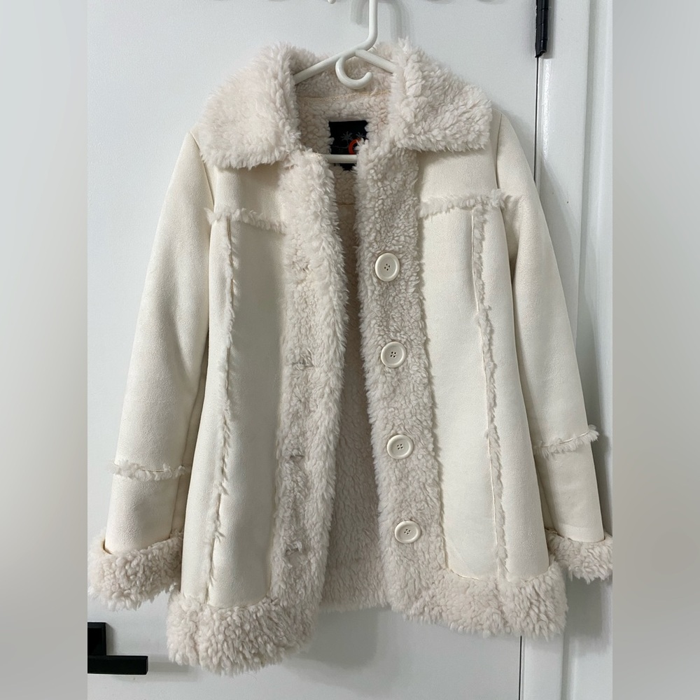G by Guess faux fur beige coat